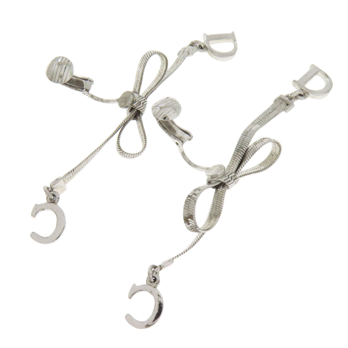 CHRISTIAN DIOR ribbon Earring Metal Ladies [Used]