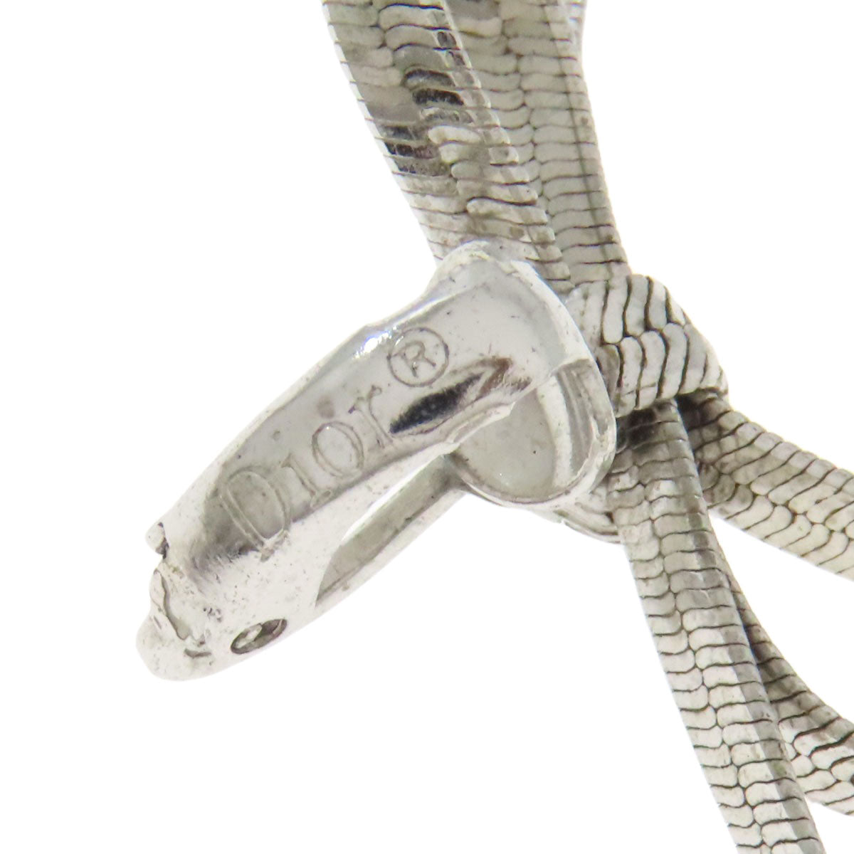 CHRISTIAN DIOR ribbon Earring Metal Ladies [Used]