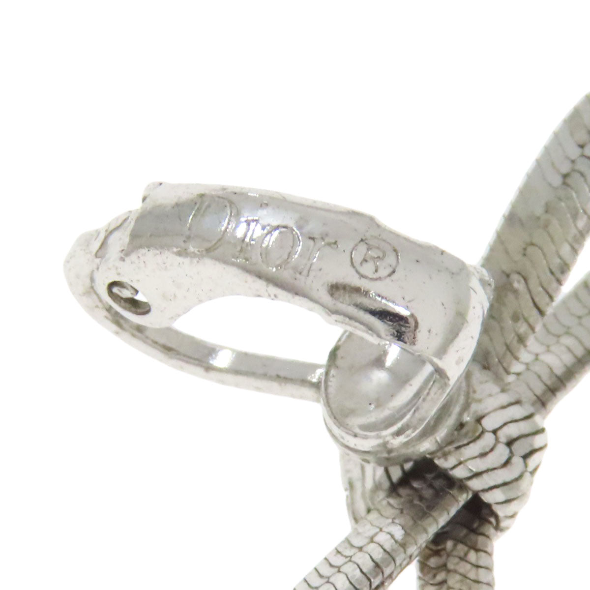 CHRISTIAN DIOR ribbon Earring Metal Ladies [Used]