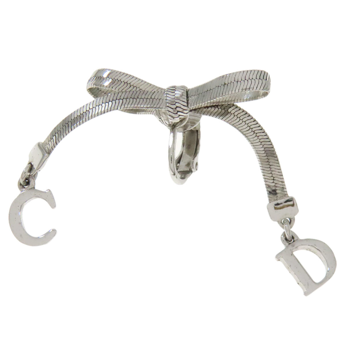 CHRISTIAN DIOR ribbon Earring Metal Ladies [Used]