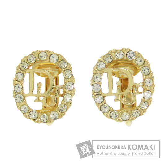 CHRISTIAN DIOR Logo rhinestone Earring Metal Ladies [Used]