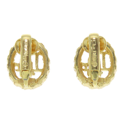 CHRISTIAN DIOR Logo rhinestone Earring Metal Ladies [Used]