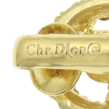 CHRISTIAN DIOR Logo rhinestone Earring Metal Ladies [Used]