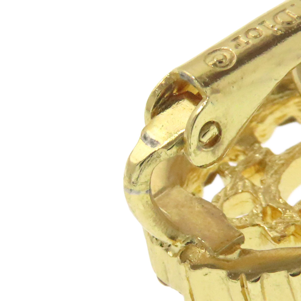 CHRISTIAN DIOR Logo rhinestone Earring Metal Ladies [Used]