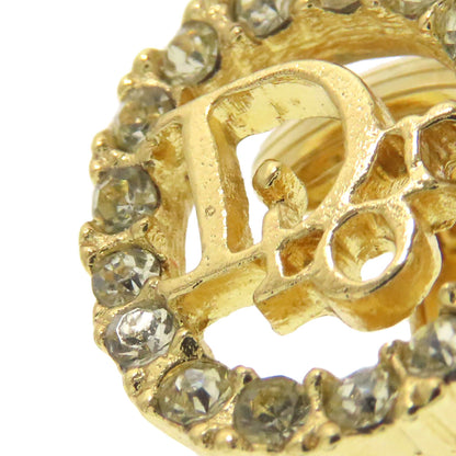 CHRISTIAN DIOR Logo rhinestone Earring Metal Ladies [Used]