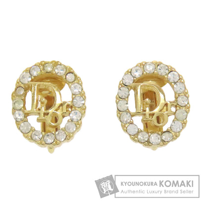 CHRISTIAN DIOR Logo rhinestone Earring Metal Ladies [Used]