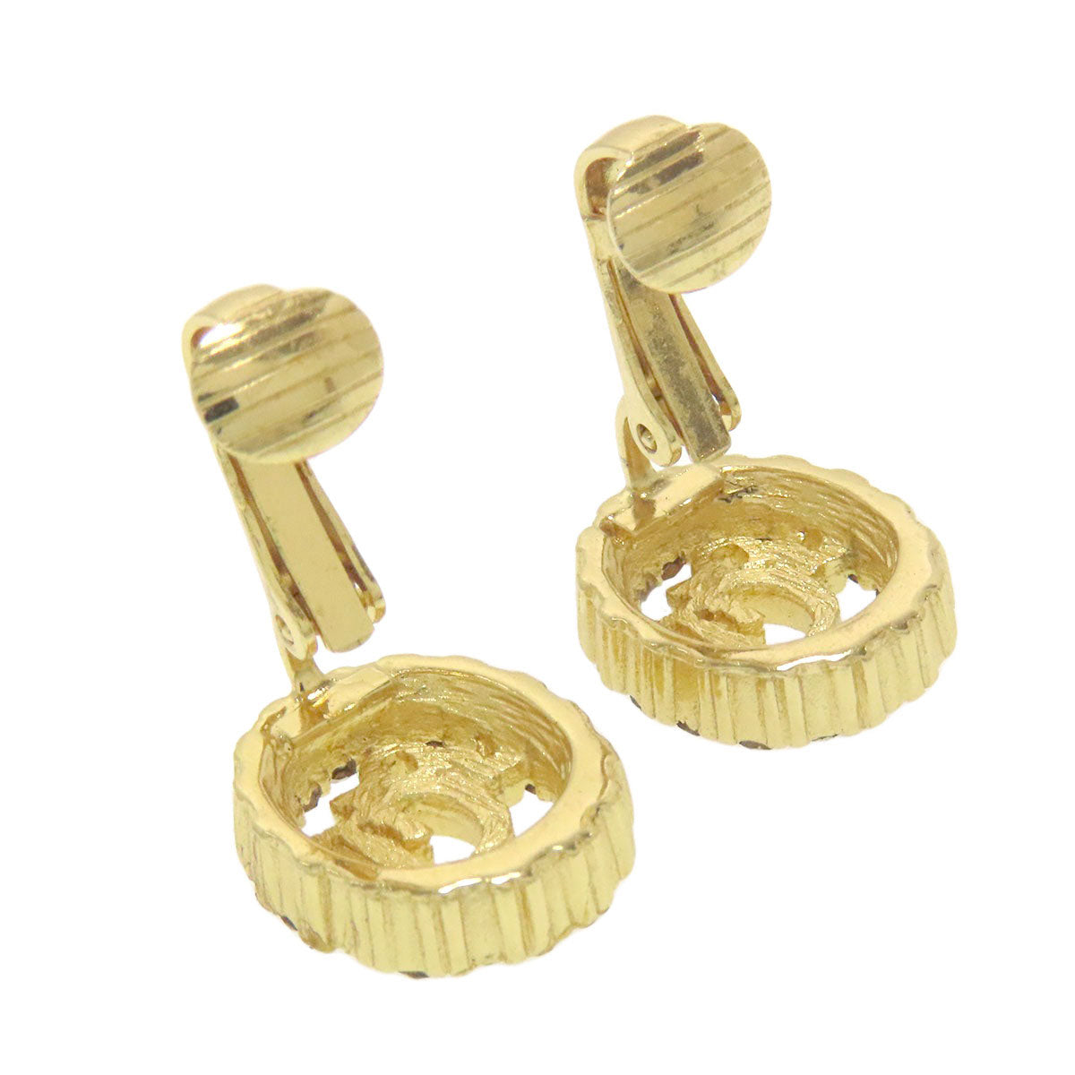 CHRISTIAN DIOR Logo rhinestone Earring Metal Ladies [Used]