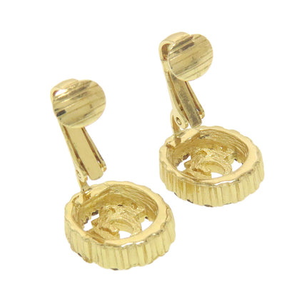 CHRISTIAN DIOR Logo rhinestone Earring Metal Ladies [Used]