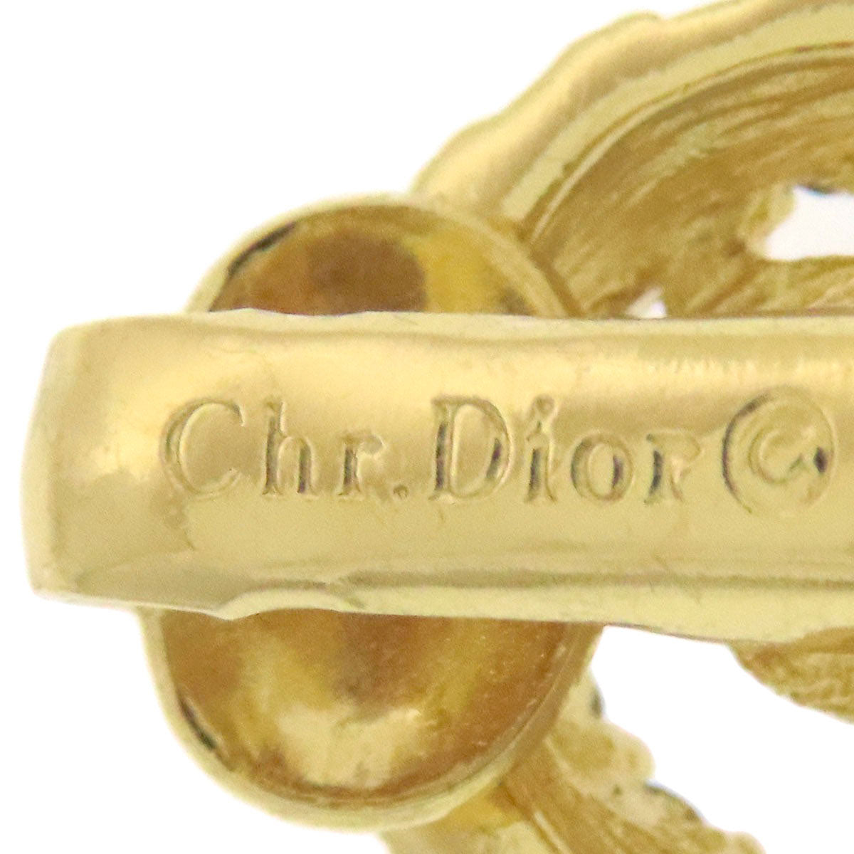 CHRISTIAN DIOR Logo rhinestone Earring Metal Ladies [Used]