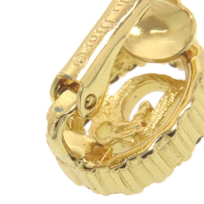 CHRISTIAN DIOR Logo rhinestone Earring Metal Ladies [Used]