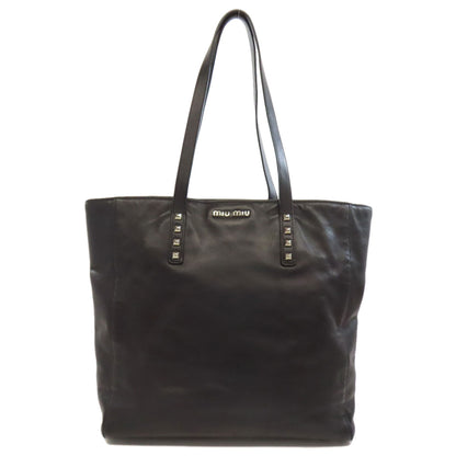 MIUMIU Logo studs Tote Bag Leather Ladies [Used]