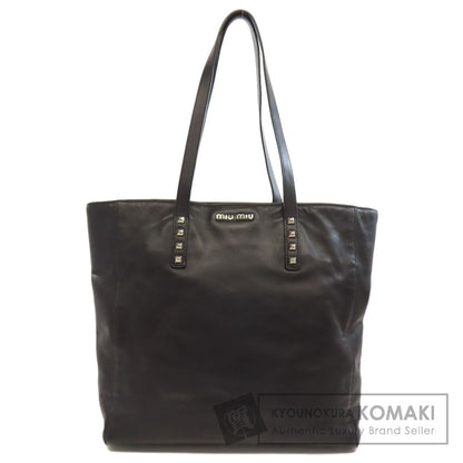 MIUMIU Logo studs Tote Bag Leather Ladies [Used]