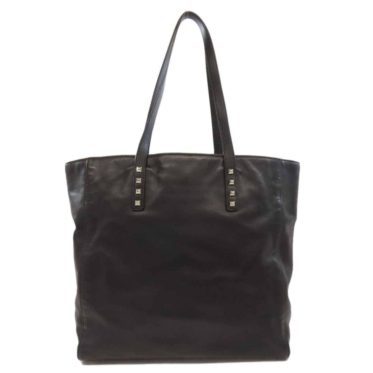 MIUMIU Logo studs Tote Bag Leather Ladies [Used]