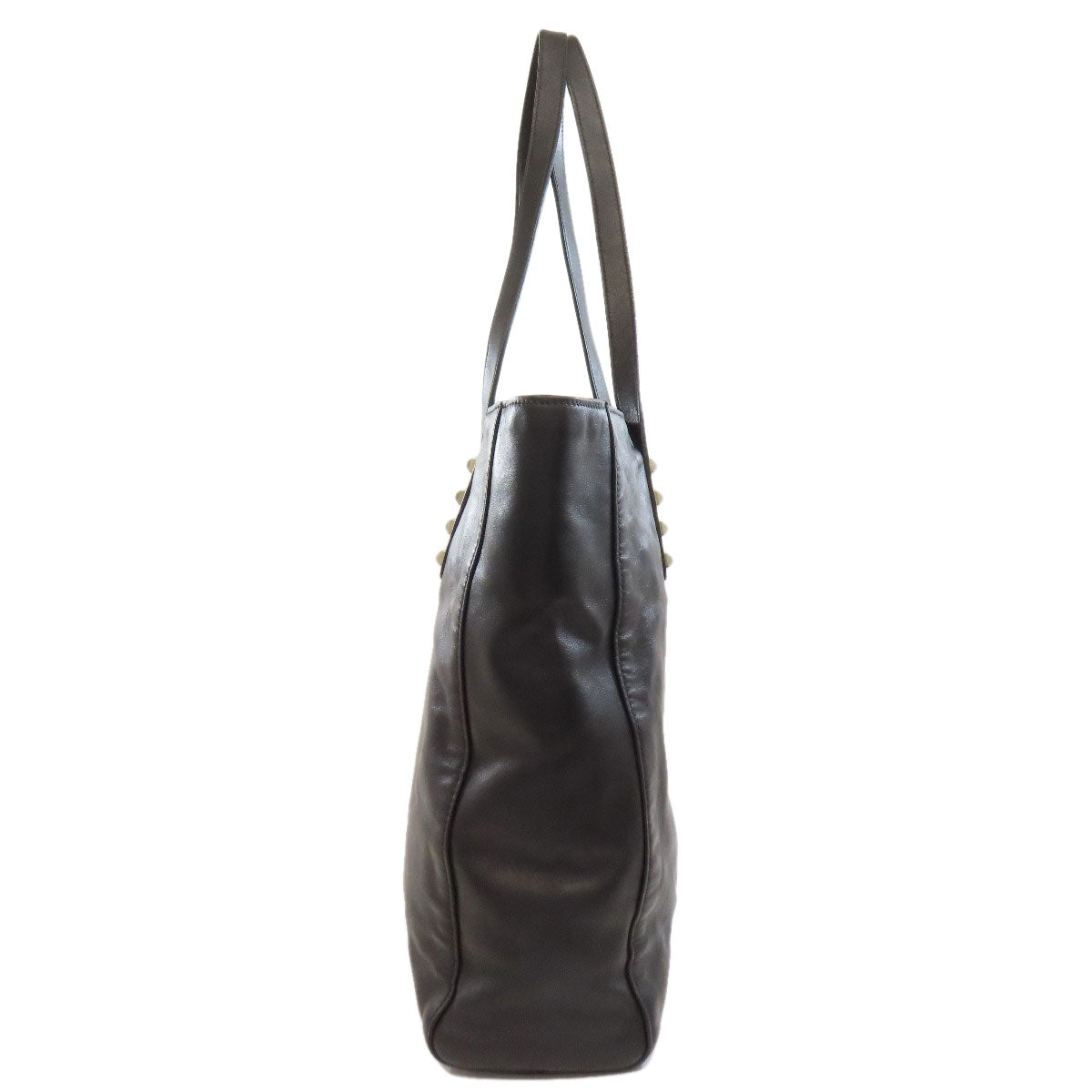 MIUMIU Logo studs Tote Bag Leather Ladies [Used]