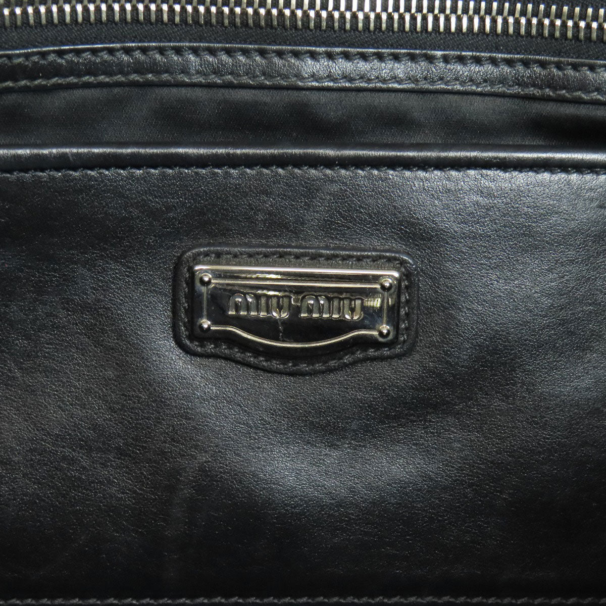 ミュウミュウ ロゴ スタッズ トートバッグ レザー レディース 【中古】【MIUMIU】