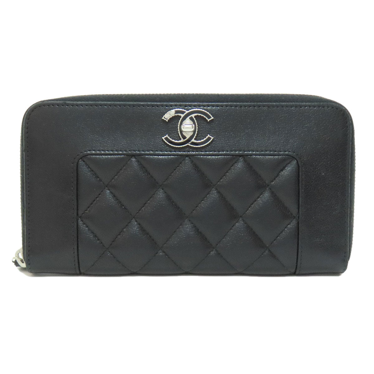 CHANEL Mademoiselle SilverHardware Long wallet (with coin pocket) Lambskin Ladies [Used]