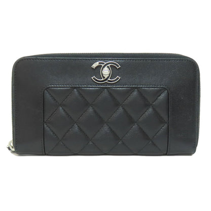 CHANEL Mademoiselle SilverHardware Long wallet (with coin pocket) Lambskin Ladies [Used]