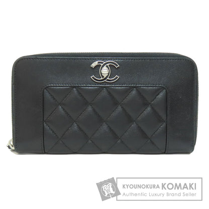 CHANEL Mademoiselle SilverHardware Long wallet (with coin pocket) Lambskin Ladies [Used]