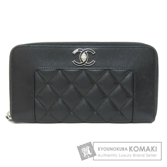CHANEL Mademoiselle SilverHardware Long wallet (with coin pocket) Lambskin Ladies [Used]