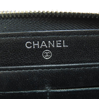 CHANEL Mademoiselle SilverHardware Long wallet (with coin pocket) Lambskin Ladies [Used]