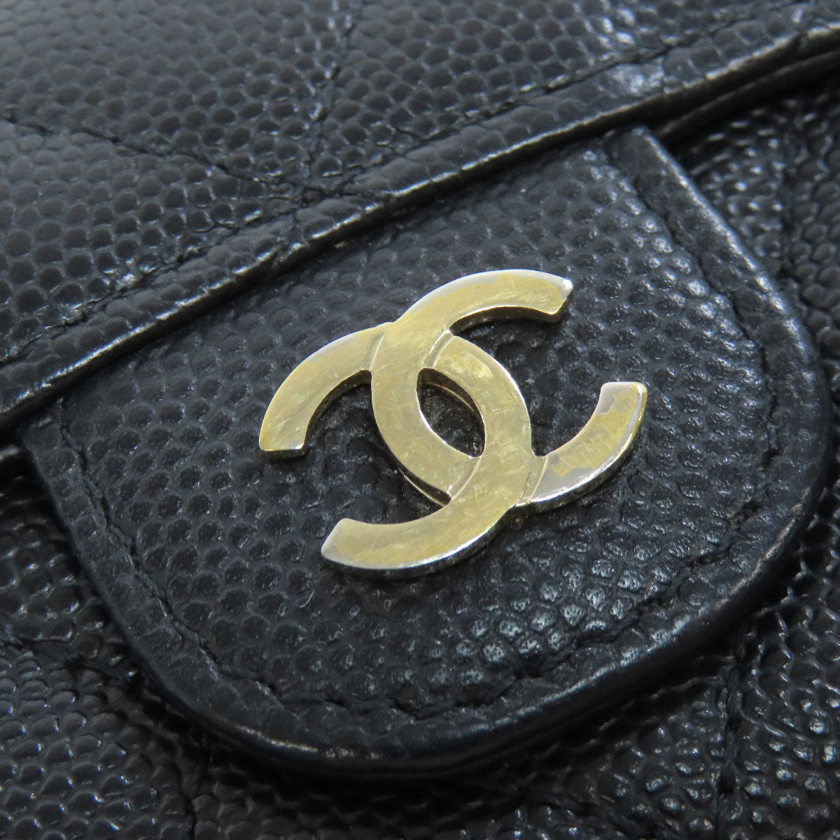 CHANEL   Bifold Wallet with Coin Pocket Tri-fold Wallet Matelasse GoldHardware Grained Calfskin Skin Ladies