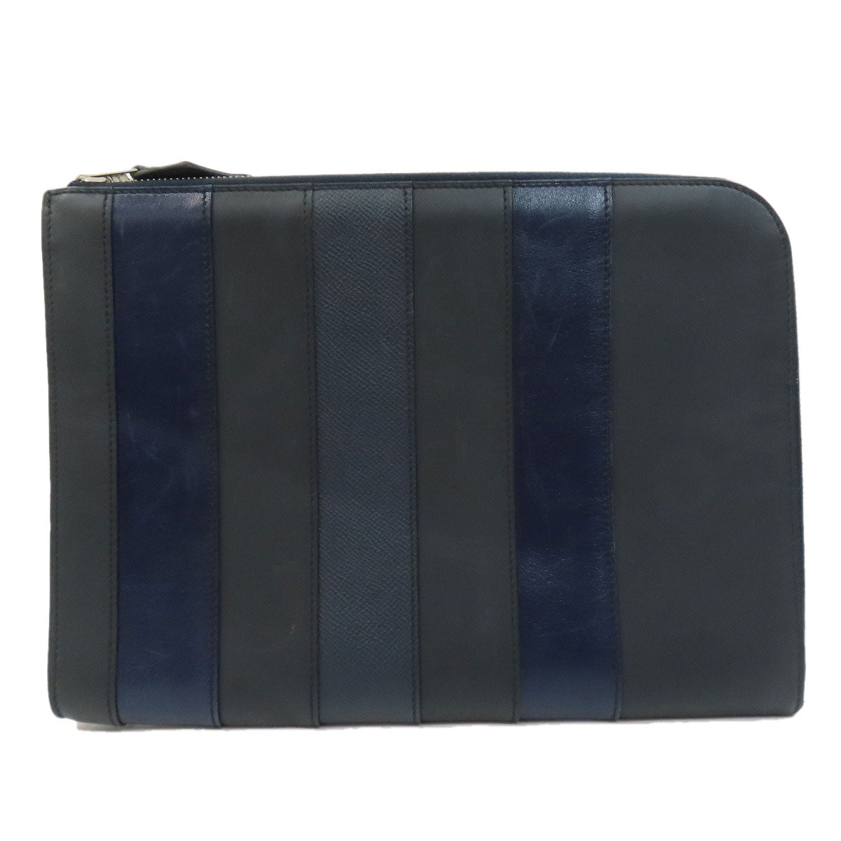 HERMES Stripe Clutch bag Leather mens [Used]