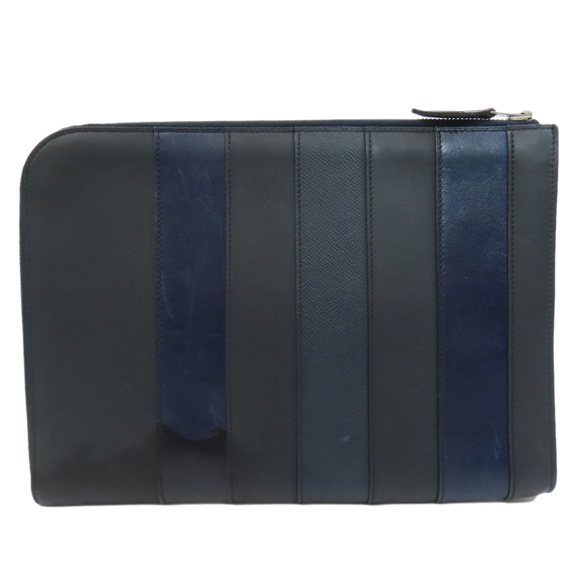 HERMES Stripe Clutch bag Leather mens [Used]