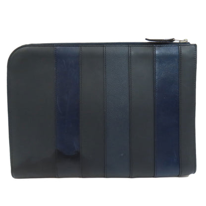 HERMES Stripe Clutch bag Leather mens [Used]