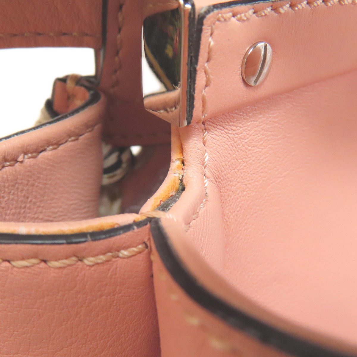 FENDI Peekaboo Ribbon Stitch 2WAY Handbag Calf Ladies [Used]