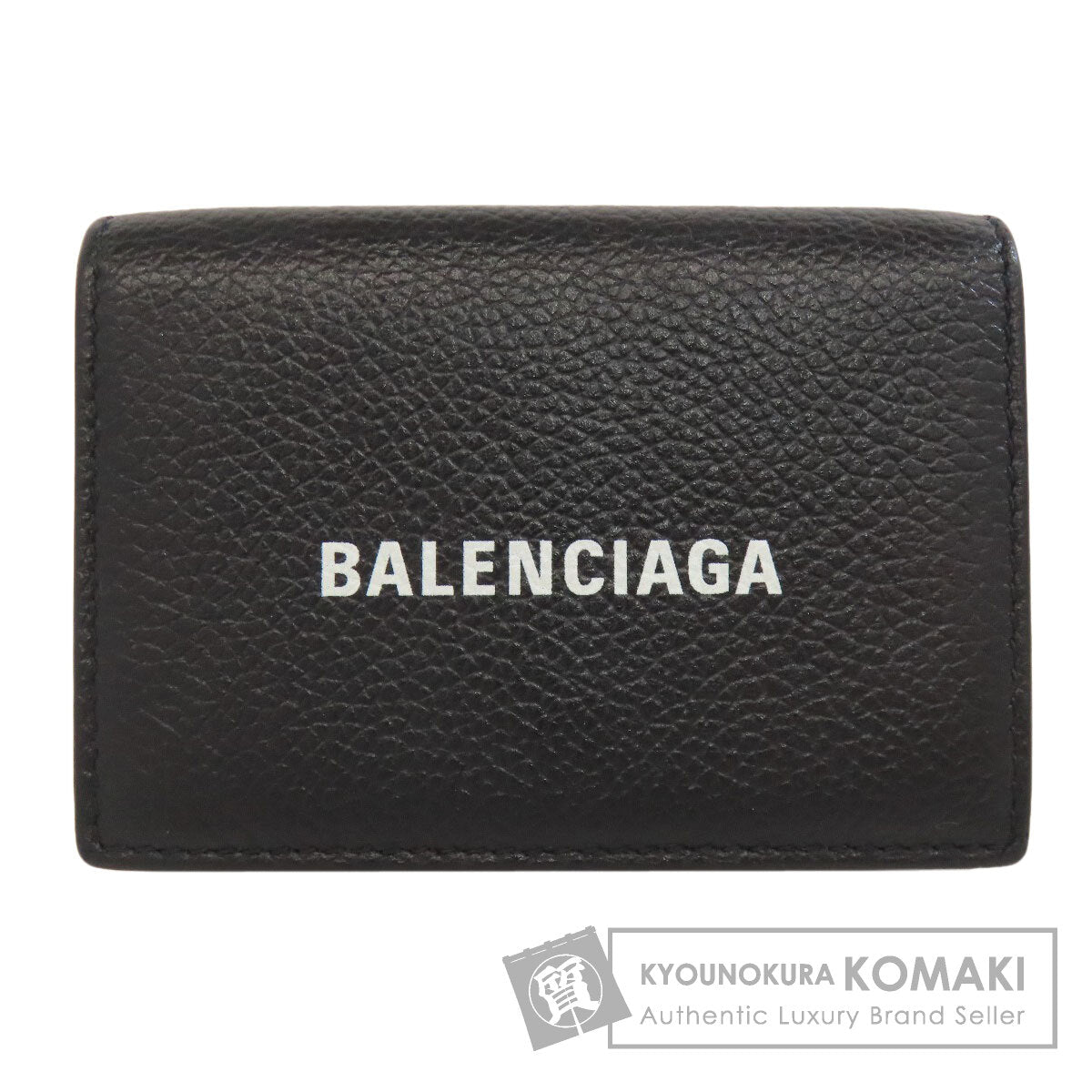 BALENCIAGA 594312 Logo tri-fold wallet Bifold Wallet with Coin Pocket Leather Ladies [Used]