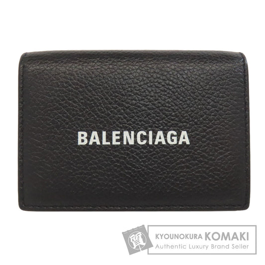 BALENCIAGA 594312 Logo tri-fold wallet Bifold Wallet with Coin Pocket Leather Ladies [Used]