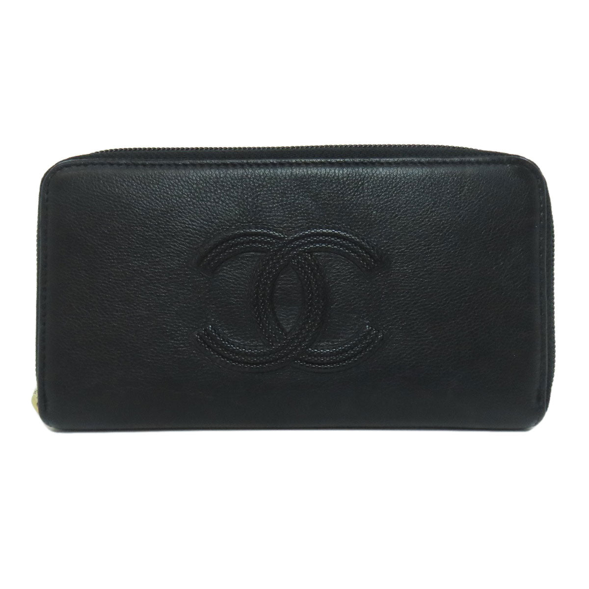 CHANEL Zip Around COCO Mark GoldHardware Long wallet (with coin pocket) Calf Ladies [Used]
