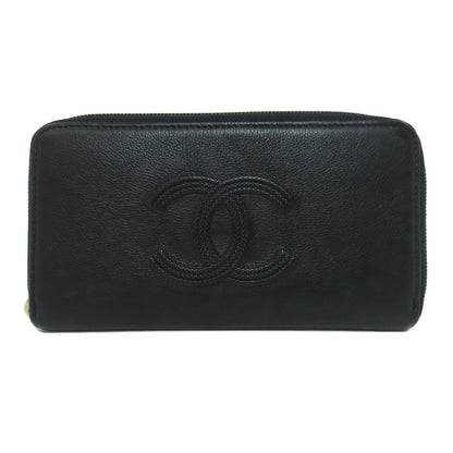 CHANEL Zip Around COCO Mark GoldHardware Long wallet (with coin pocket) Calf Ladies [Used]