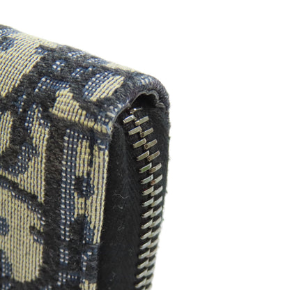 CHRISTIAN DIOR Long zip wallet oblique Trotter pattern Long wallet (with coin pocket) Canvas Ladies [Used]