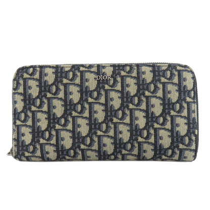 CHRISTIAN DIOR Long zip wallet oblique Trotter pattern Long wallet (with coin pocket) Canvas Ladies [Used]
