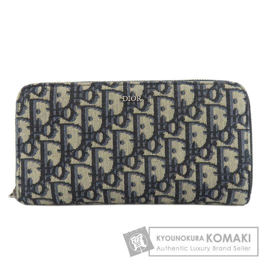 CHRISTIAN DIOR Long zip wallet oblique Trotter pattern Long wallet (with coin pocket) Canvas Ladies [Used]