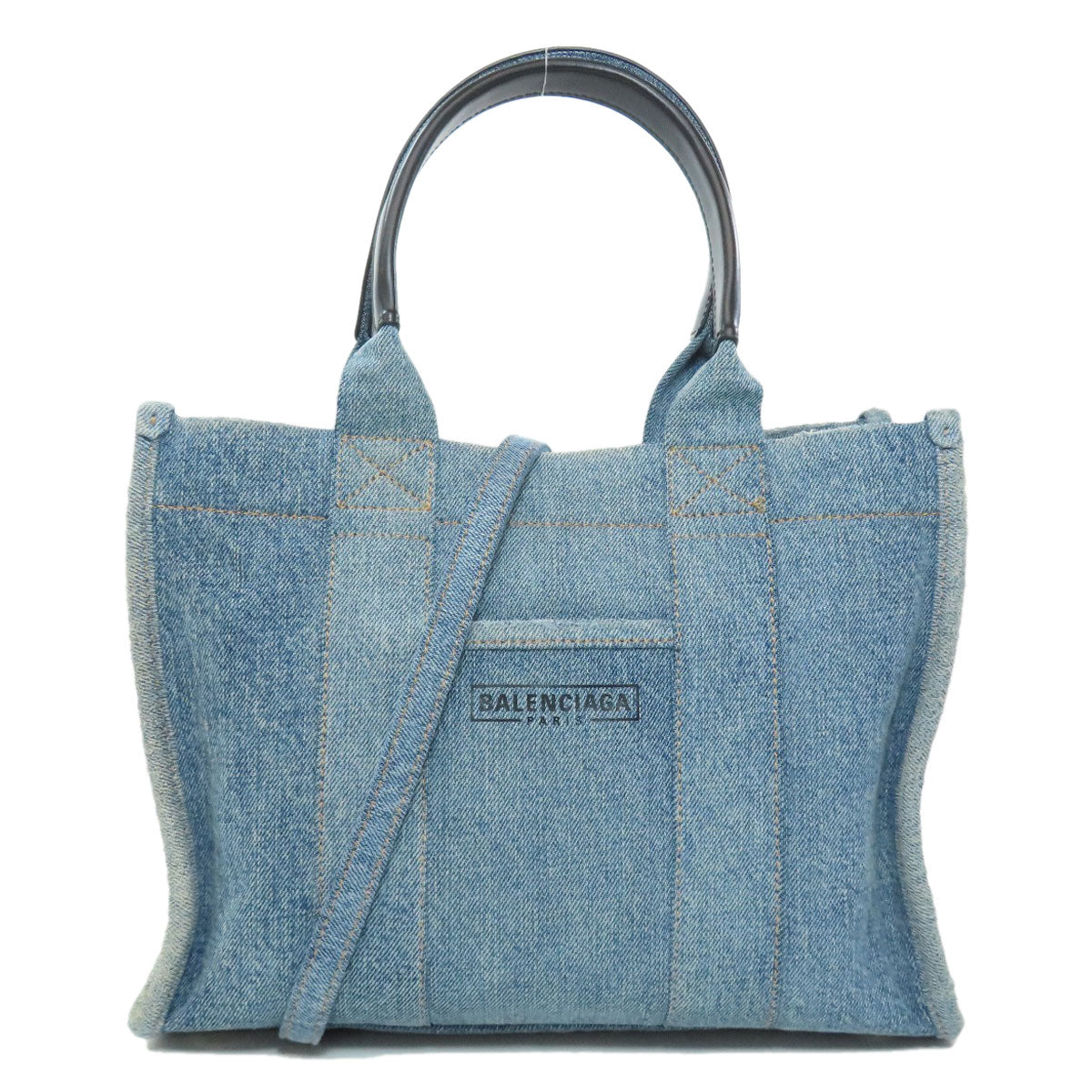 BALENCIAGA 671402 Hardware Small 2WAY Handbag Denim Ladies [Used]
