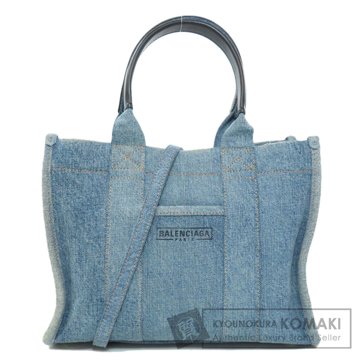BALENCIAGA 671402 Hardware Small 2WAY Handbag Denim Ladies [Used]
