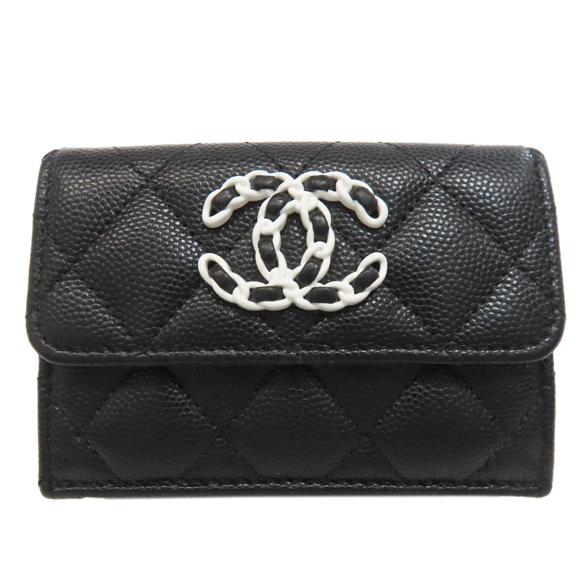 CHANEL   Bifold Wallet with Coin Pocket Matelasse COCO Mark SilverHardware Grained Calfskin Skin Ladies