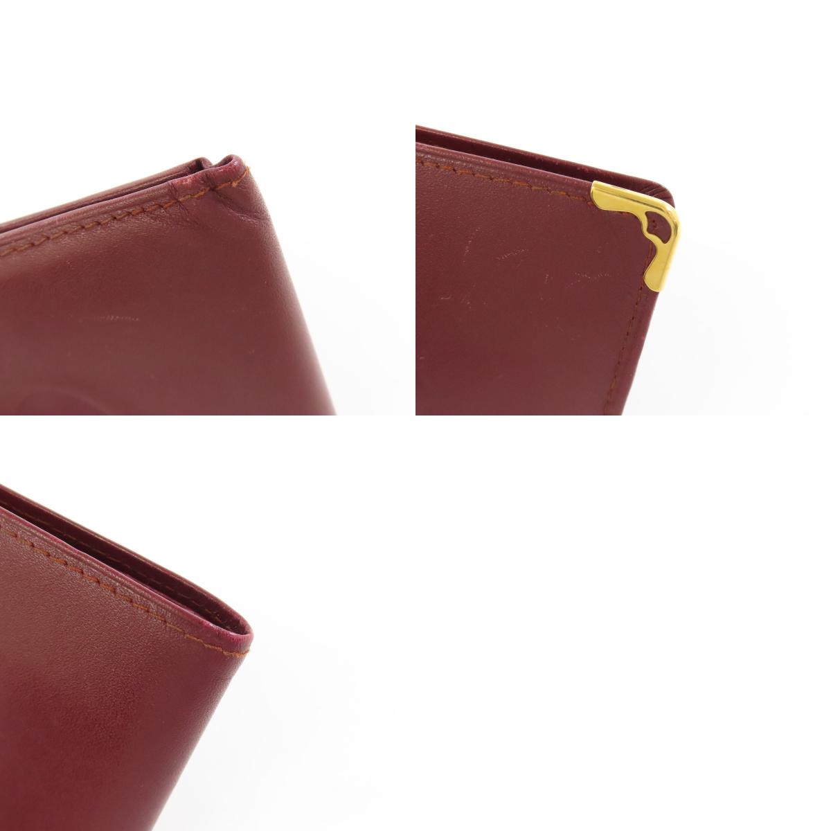 CARTIER Must Line Bifold Wallet with Coin Pocket Leather Ladies [Used]