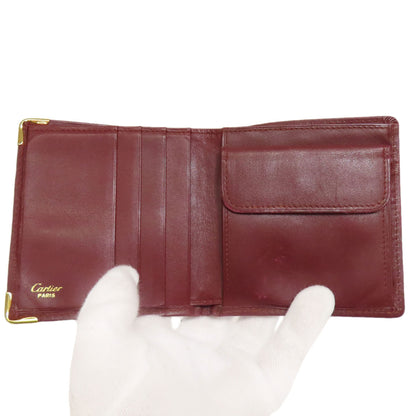 CARTIER Must Line Bifold Wallet with Coin Pocket Leather Ladies [Used]