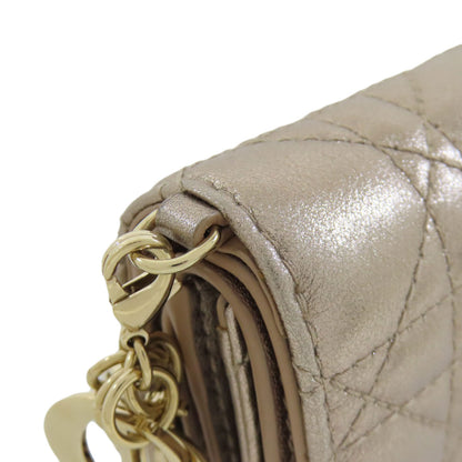 CHRISTIAN DIOR Lady Dior Bifold Wallet with Coin Pocket Leather Ladies [Used]