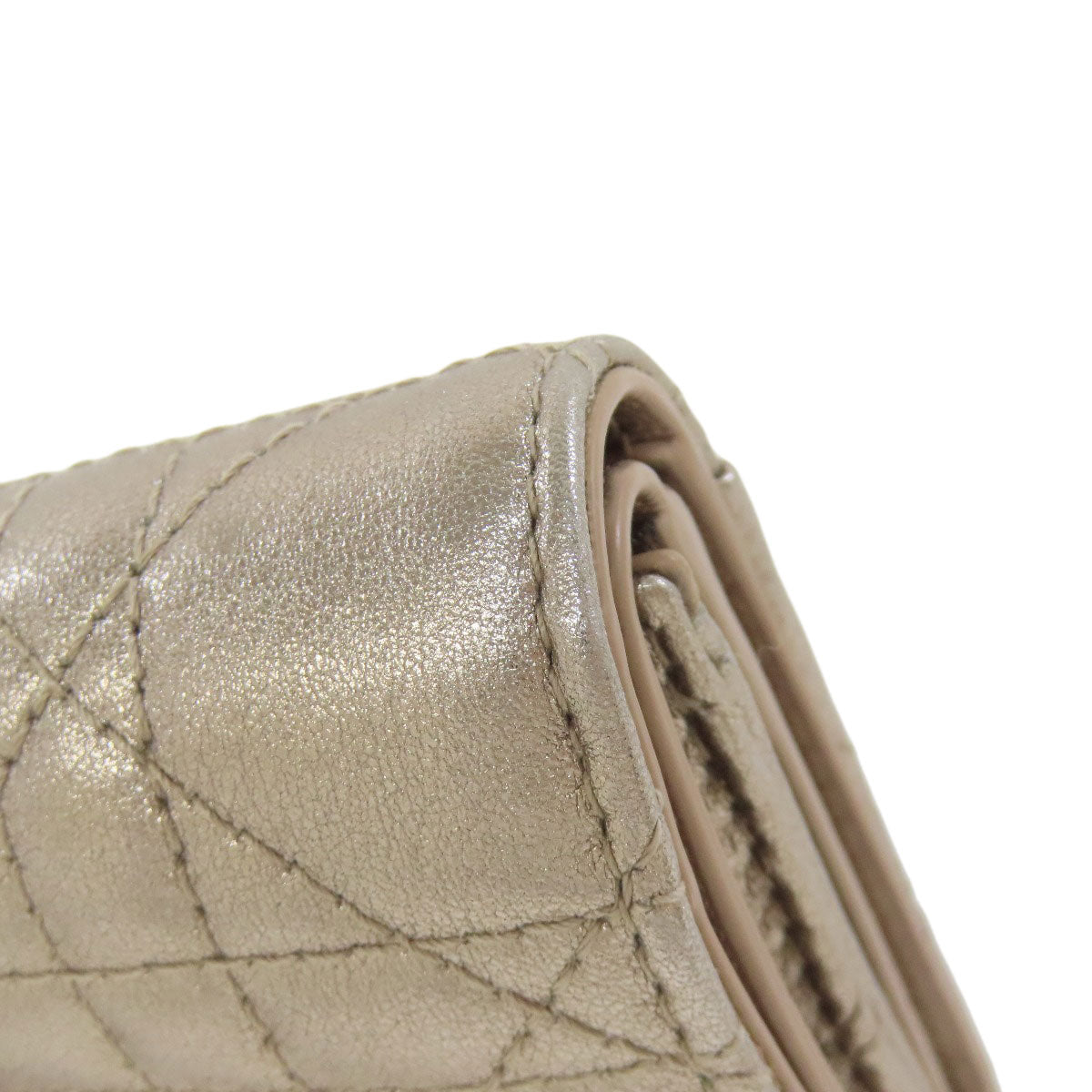 CHRISTIAN DIOR Lady Dior Bifold Wallet with Coin Pocket Leather Ladies [Used]