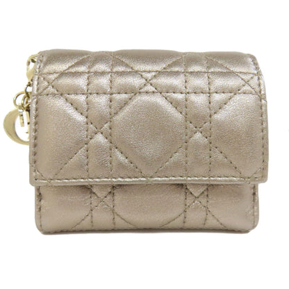 CHRISTIAN DIOR Lady Dior Bifold Wallet with Coin Pocket Leather Ladies [Used]