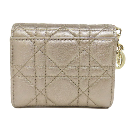 CHRISTIAN DIOR Lady Dior Bifold Wallet with Coin Pocket Leather Ladies [Used]