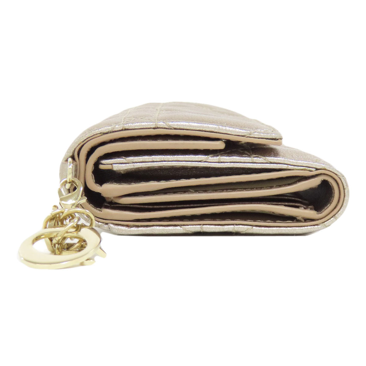 CHRISTIAN DIOR Lady Dior Bifold Wallet with Coin Pocket Leather Ladies [Used]