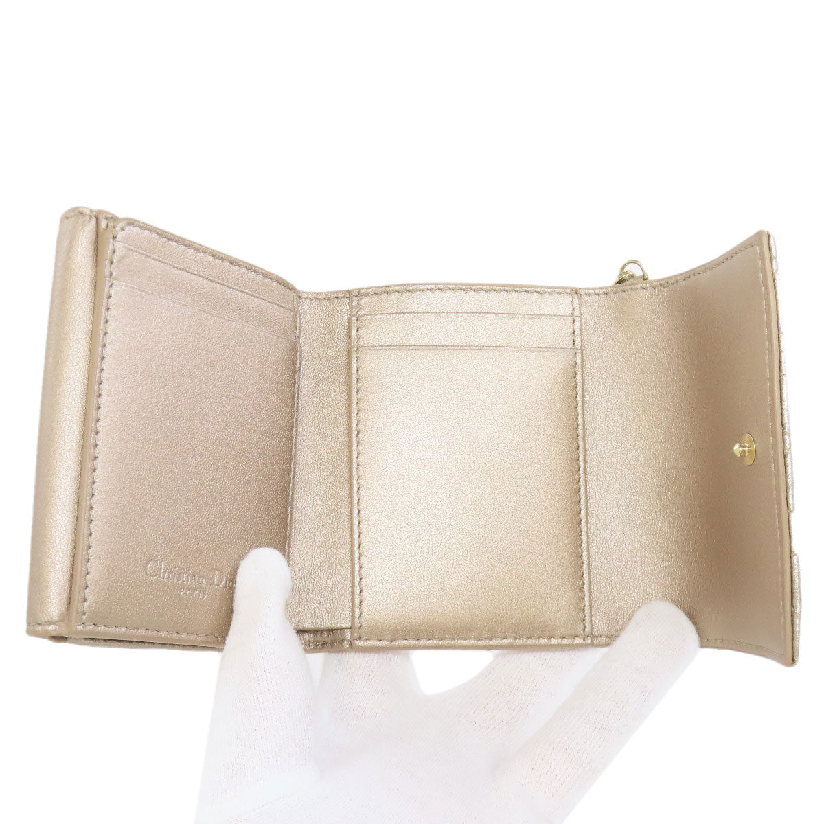 CHRISTIAN DIOR Lady Dior Bifold Wallet with Coin Pocket Leather Ladies [Used]