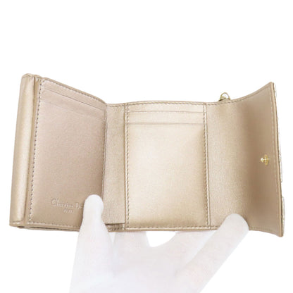 CHRISTIAN DIOR Lady Dior Bifold Wallet with Coin Pocket Leather Ladies [Used]