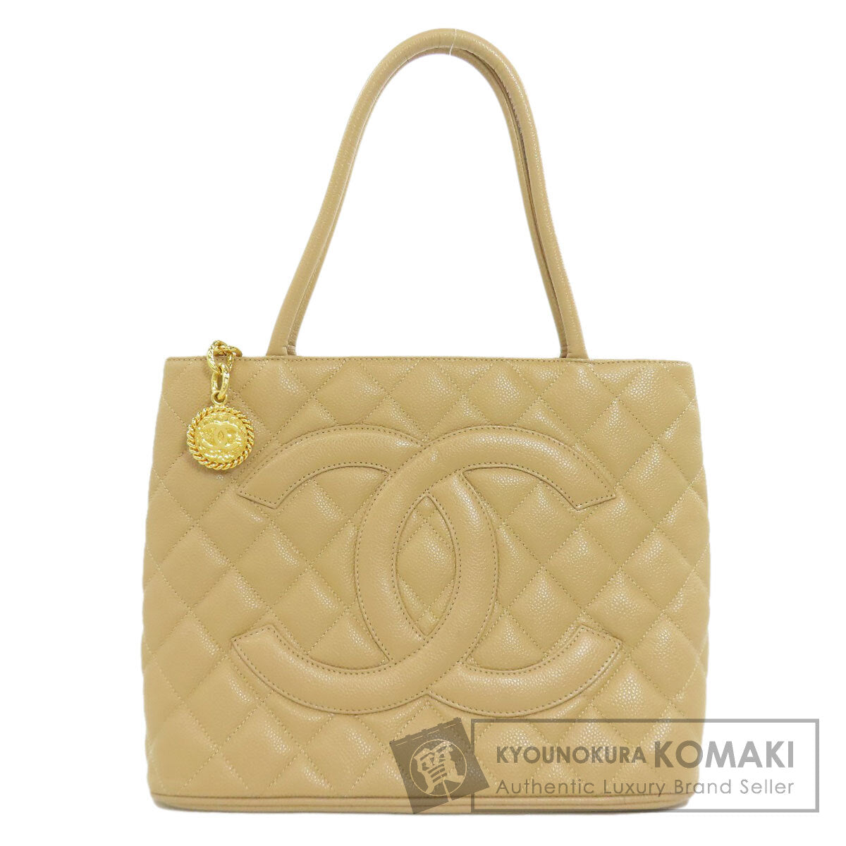 CHANEL   Tote Bag Medallion GoldHardware Grained Calfskin Skin Ladies