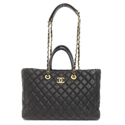 CHANEL Matelasse ChainShoulder GoldHardware Tote Bag Grained Calfskin Skin Ladies [Used]